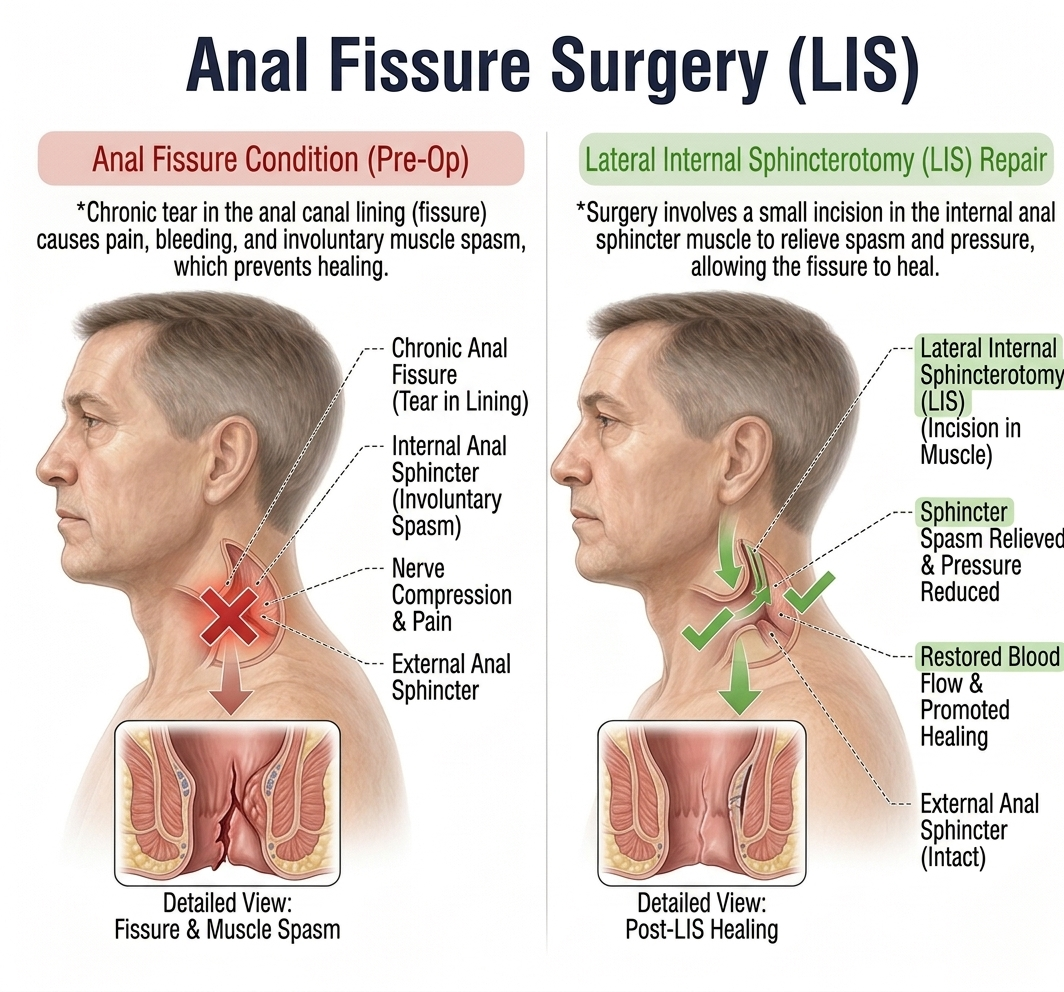 Anal Fissure Surgery (LIS) — anatomy diagram
